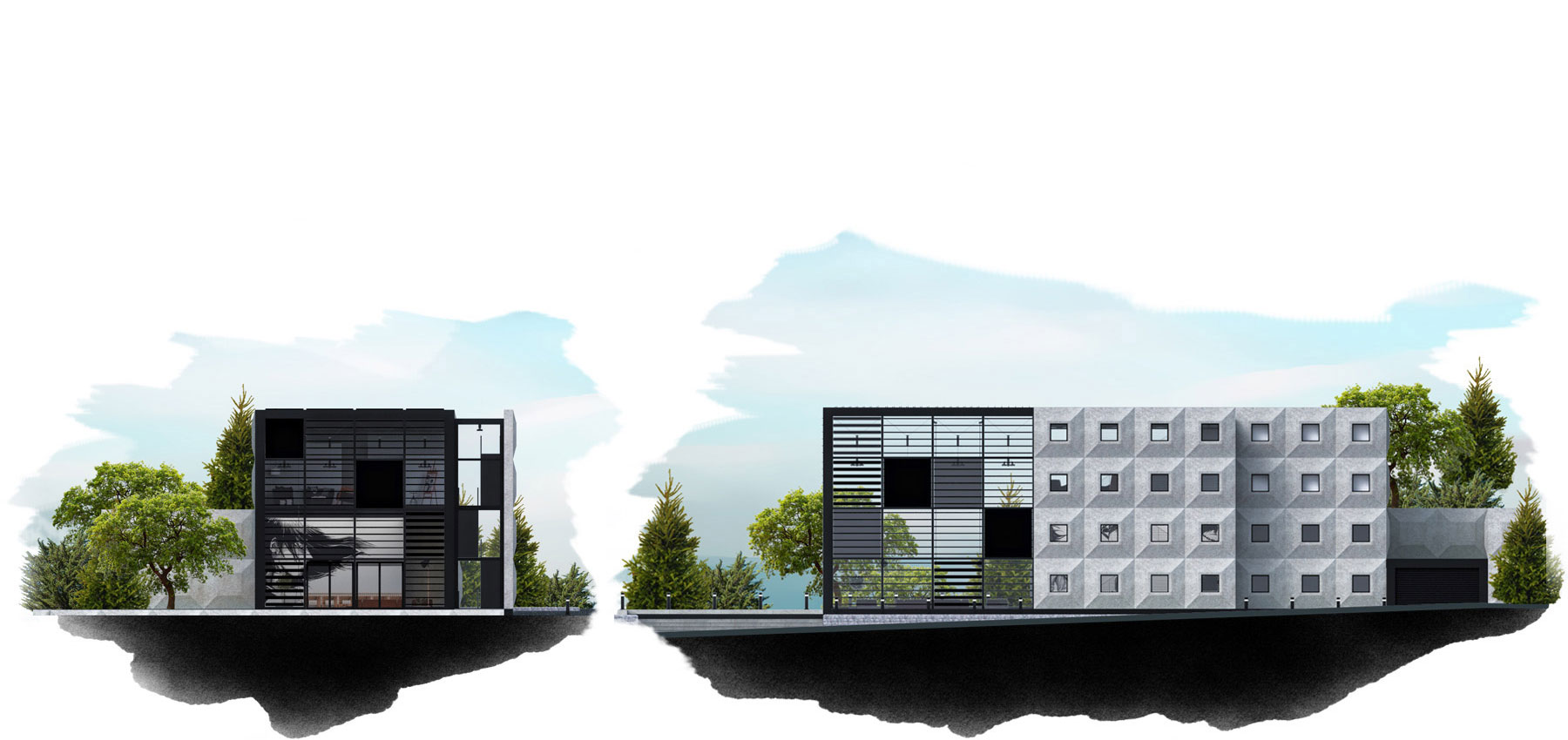 Architectural elevations of 'Aperture''s award winning design