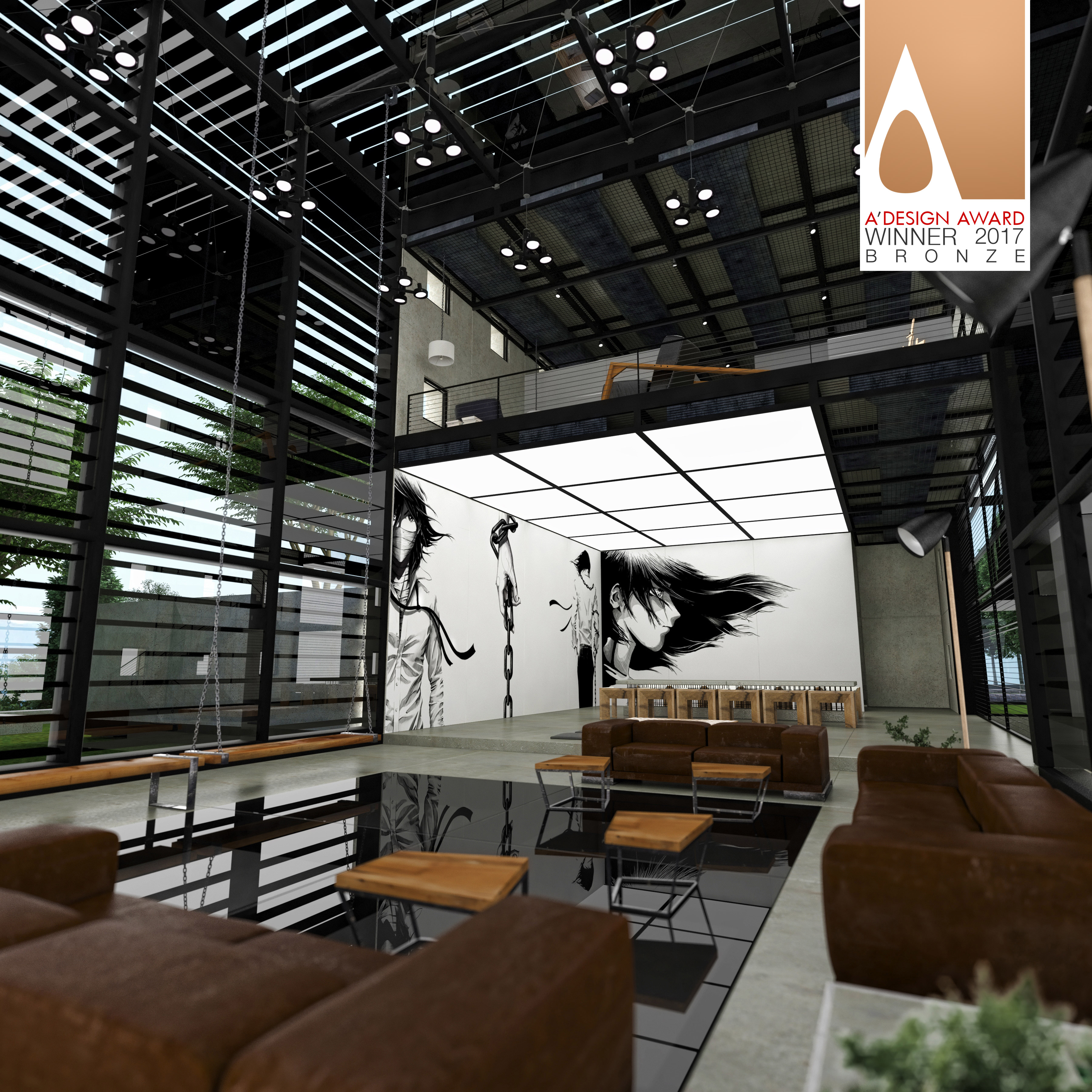 Interior Space of 'Aperture' 2017 bronze A'design award winner by Inkrypted's Gaby el Ashkar
