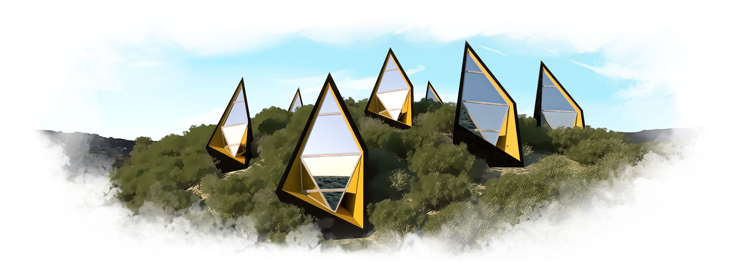 View of 'Rutile' self-sufficient sustainable housing cell by Inkrypted - Gaby el Ashkar