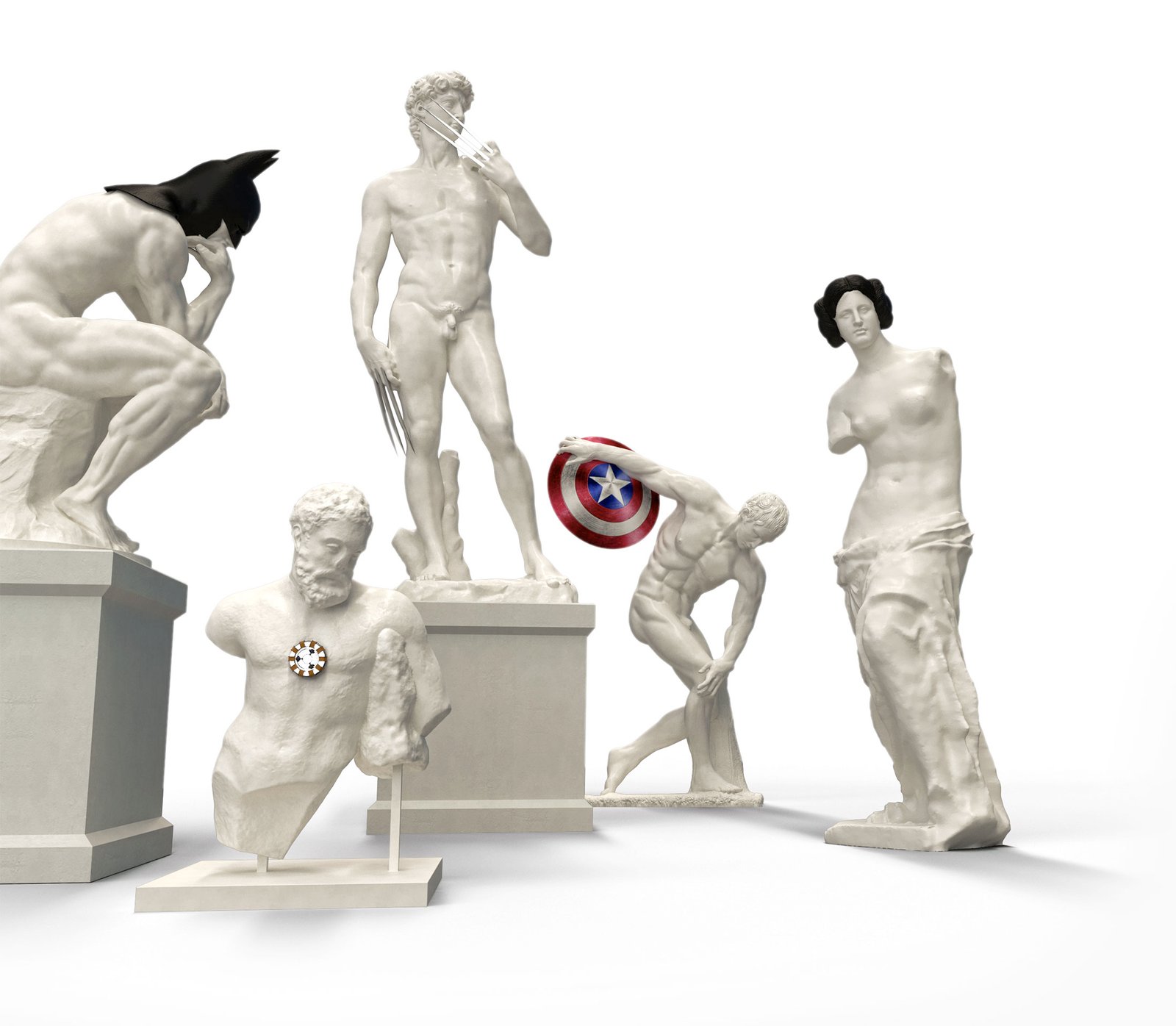 a modern take on iconic classic sculptures for 'Neo-Cult' modern mythology interior design by Inkrypted - Gaby el Ashkar